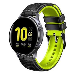 For Samsung Galaxy Watch Active 2 20mm Mesh Two Color Silicone Watch Band(Black Lime)