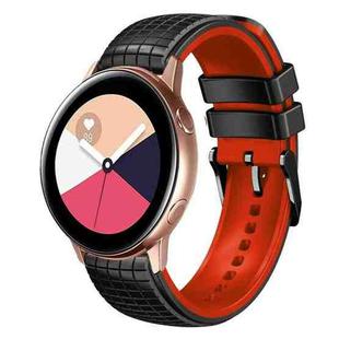 For Samsung Galaxy Watch Active 20mm Mesh Two Color Silicone Watch Band(Black Red)