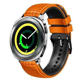 For Samsung Watch Gear Sport 20mm Mesh Two Color Silicone Watch Band(Orange Black)