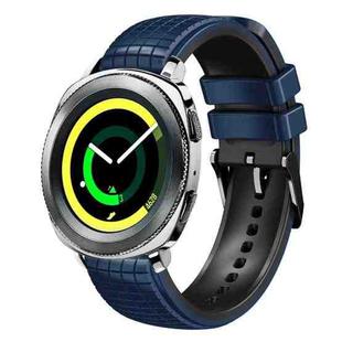 For Samsung Watch Gear Sport 20mm Mesh Two Color Silicone Watch Band(Dark Blue Black)