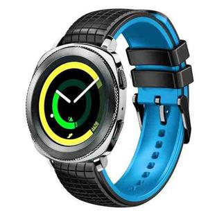 For Samsung Watch Gear Sport 20mm Mesh Two Color Silicone Watch Band(Black Sky Blue)