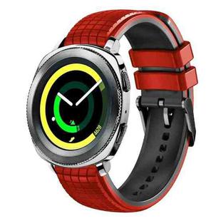 For Samsung Watch Gear Sport 20mm Mesh Two Color Silicone Watch Band(Red Black)