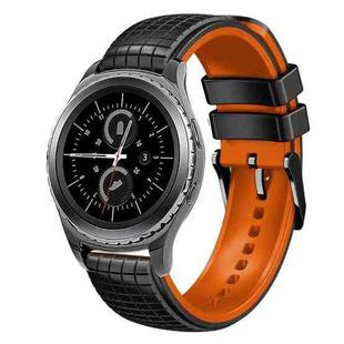 For Samsung Watch Gear S2 Classic 20mm Mesh Two Color Silicone Watch Band(Black Orange)