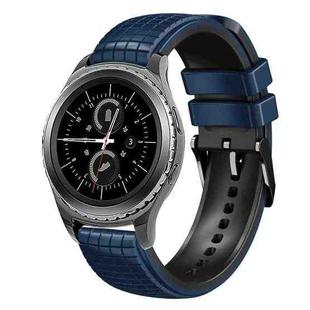 For Samsung Watch Gear S2 Classic 20mm Mesh Two Color Silicone Watch Band(Dark Blue Black)