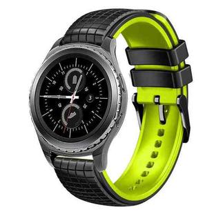 For Samsung Watch Gear S2 Classic 20mm Mesh Two Color Silicone Watch Band(Black Lime)