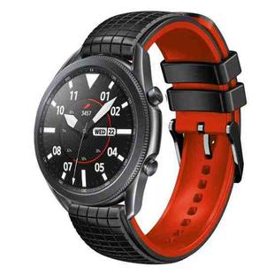 For Samsung Galaxy Watch3 45mm 22mm Mesh Two Color Silicone Watch Band(Red Black)