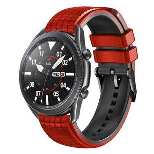 For Samsung Galaxy Watch3 45mm 22mm Mesh Two Color Silicone Watch Band(Black Red)