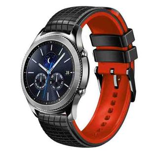 For Samsung Watch Gear S3 Classic 22mm Mesh Two Color Silicone Watch Band(Red Black)