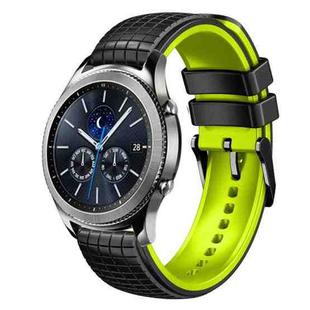 For Samsung Watch Gear S3 Classic 22mm Mesh Two Color Silicone Watch Band(Black Sky Blue)