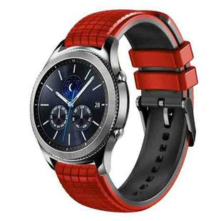 For Samsung Watch Gear S3 Classic 22mm Mesh Two Color Silicone Watch Band(Black Red)