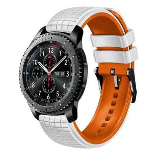For Samsung Watch Gear S3 Frontier 22mm Mesh Two Color Silicone Watch Band(White Orange)