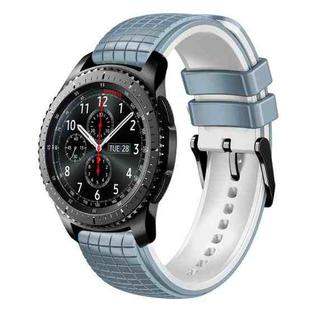 For Samsung Watch Gear S3 Frontier 22mm Mesh Two Color Silicone Watch Band(Blue White)