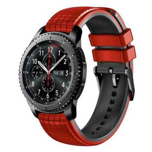 For Samsung Watch Gear S3 Frontier 22mm Mesh Two Color Silicone Watch Band(Black Red)