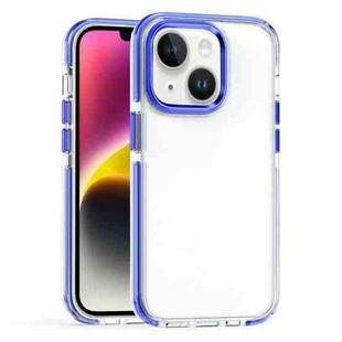 For iPhone 15 Plus Two-color TPU Transparent PC Shockproof Phone Case(Blue)