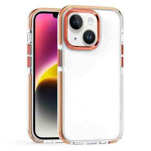 For iPhone 15 Plus Two-color TPU Transparent PC Shockproof Phone Case(Orange)
