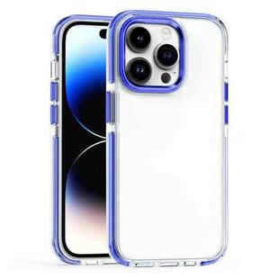 For iPhone 15 Pro Two-color TPU Transparent PC Shockproof Phone Case(Blue)