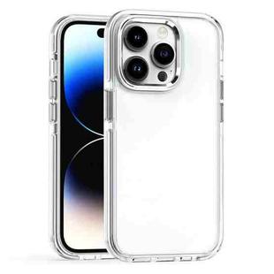 For iPhone 15 Pro Two-color TPU Transparent PC Shockproof Phone Case(White)