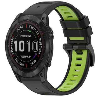 For Garmin Fenix 7X Sports Two-Color Quick Release Silicone Watch Band(Black+Green)