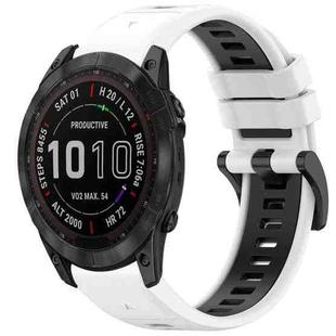 For Garmin Fenix 7X Sports Two-Color Quick Release Silicone Watch Band(White+Black)