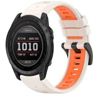 For Garmin Tactix 7 Sports Two-Color Quick Release Silicone Watch Band(Starlight+Orange)