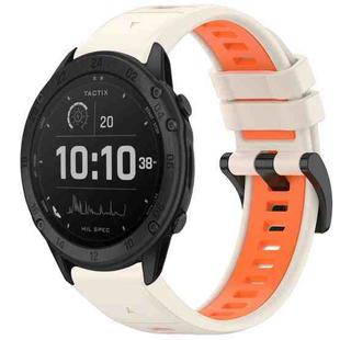 For Garmin Tactix Delta Sports Two-Color Quick Release Silicone Watch Band(Starlight+Orange)