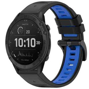 For Garmin Tactix Delta Sports Two-Color Quick Release Silicone Watch Band(Black+Blue)