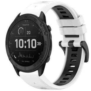 For Garmin Tactix Delta Sports Two-Color Quick Release Silicone Watch Band(White+Black)