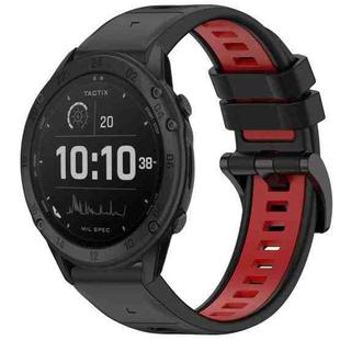 For Garmin Tactix Delta Sports Two-Color Quick Release Silicone Watch Band(Black+Red)