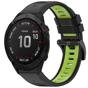 For Garmin Fenix 6X Pro Sports Two-Color Quick Release Silicone Watch Band(Black+Green)