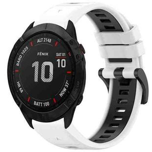 For Garmin Fenix 6X Pro Sports Two-Color Quick Release Silicone Watch Band(White+Black)