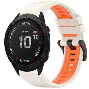 For Garmin Fenix 6X Sapphire GPS Sports Two-Color Quick Release Silicone Watch Band(Starlight+Orange)