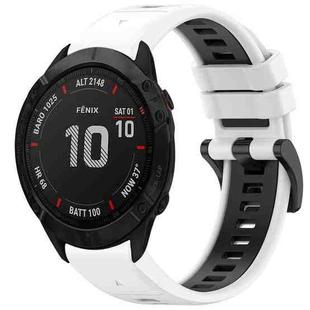 For Garmin Fenix 6X Sapphire GPS Sports Two-Color Quick Release Silicone Watch Band(White+Black)