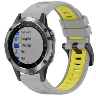For Garmin Fenix 5X Sapphire / GPS / Plus Sports Two-Color Quick Release Silicone Watch Band(Gray+Yellow)