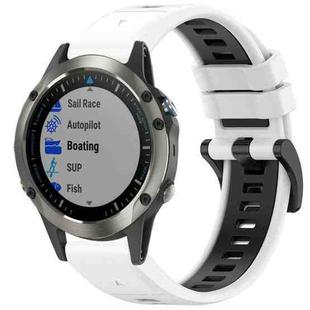 For Garmin Fenix 5X Sapphire / GPS / Plus Sports Two-Color Quick Release Silicone Watch Band(White+Black)
