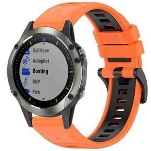 For Garmin Fenix 5X Sapphire / GPS / Plus Sports Two-Color Quick Release Silicone Watch Band(Orange+Black)