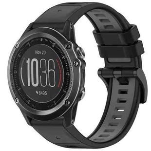 For Garmin Fenix 3 / Fenix 3 HR / Sapphire Sports Two-Color Quick Release Silicone Watch Band(Black+Gray)