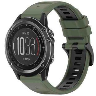 For Garmin Fenix 3 / Fenix 3 HR / Sapphire Sports Two-Color Quick Release Silicone Watch Band(Olive Green+Black)