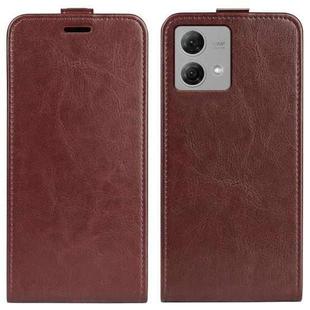 For Motorola Moto G84 R64 Texture Single Vertical Flip Leather Phone Case(Brown)