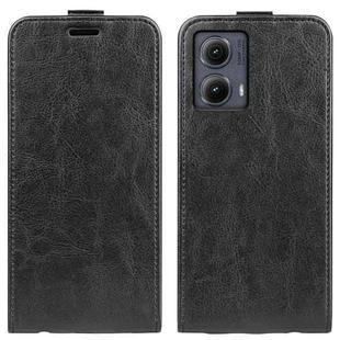 For Motorola Edge 5G 2024 R64 Texture Single Vertical Flip Leather Phone Case(Black)