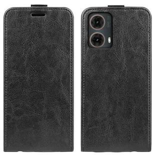 For Motorola Moto G85 5G R64 Texture Single Vertical Flip Leather Phone Case(Black)