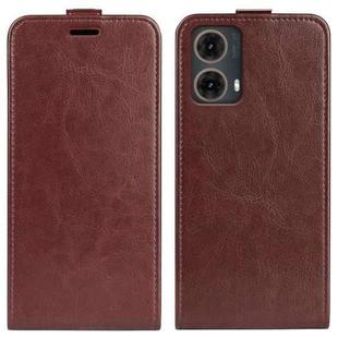 For Motorola Moto G85 5G R64 Texture Single Vertical Flip Leather Phone Case(Brown)