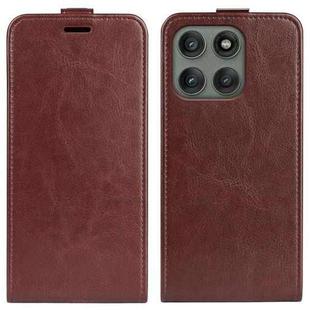 For Motorola Edge 60 Pro R64 Texture Single Vertical Flip Leather Phone Case(Brown)