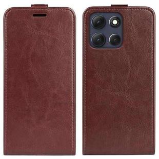 For Motorola Moto G86 5G R64 Texture Single Vertical Flip Leather Phone Case(Brown)
