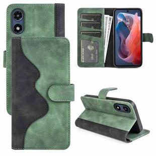 For Motorola Moto G Play 2024 Stitching Horizontal Flip Leather Phone Case(Green)