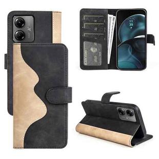 For Motolora Moto G14 Stitching Horizontal Flip Leather Phone Case(Black)