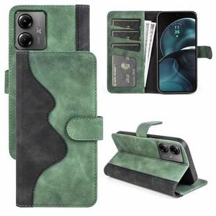 For Motolora Moto G14 Stitching Horizontal Flip Leather Phone Case(Green)