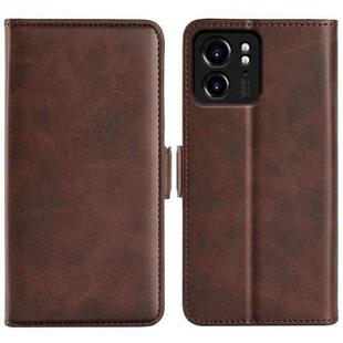 For Motorola Edge 40 Dual-side Magnetic Buckle Horizontal Flip Leather Phone Case(Brown)