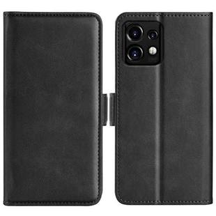 For Motorola Moto X40 Pro Dual-side Magnetic Buckle Horizontal Flip Leather Phone Case(Black)