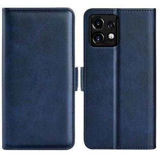 For Motorola Moto X40 Pro Dual-side Magnetic Buckle Horizontal Flip Leather Phone Case(Dark Blue)