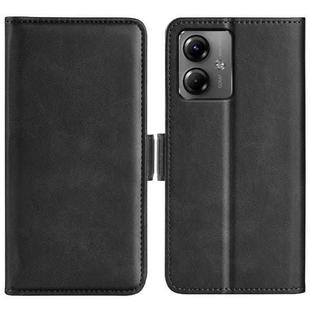 For Motorola Moto G14 Dual-side Magnetic Buckle Horizontal Flip Leather Phone Case(Black)